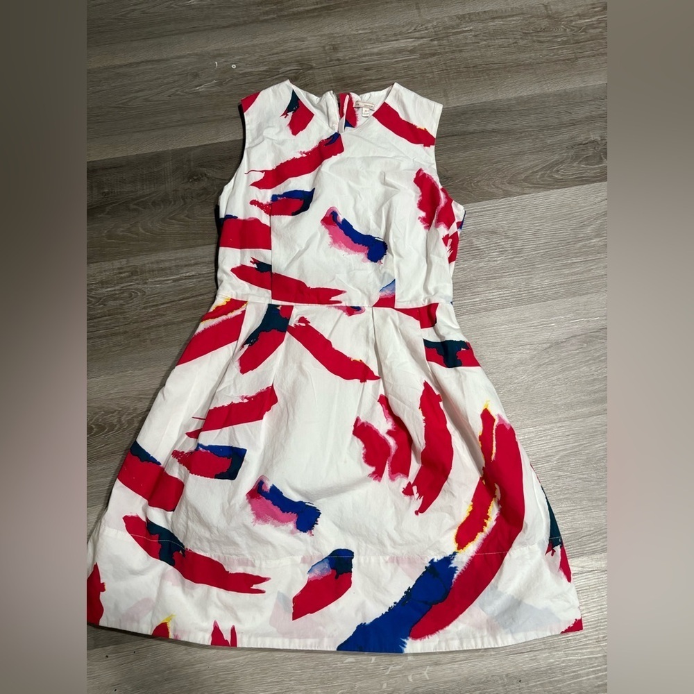 GAP Women’s Red and Blue Brushstroke Mini Dress. Size 4